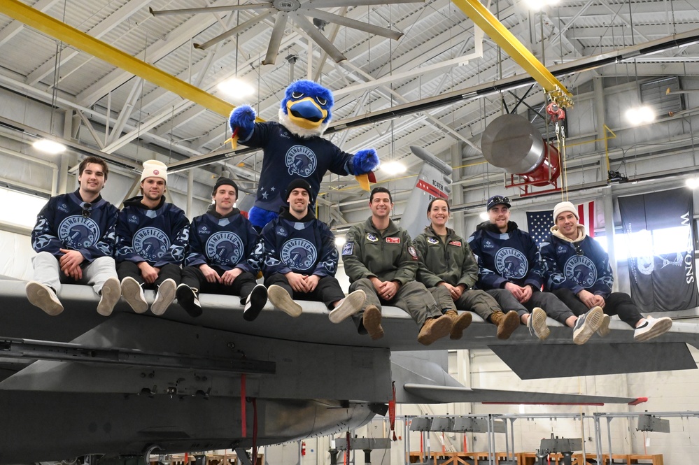 Springfield Thunderbirds Hockey Team Tours Barnes Air National Guard Base Before Military Appreciation Night