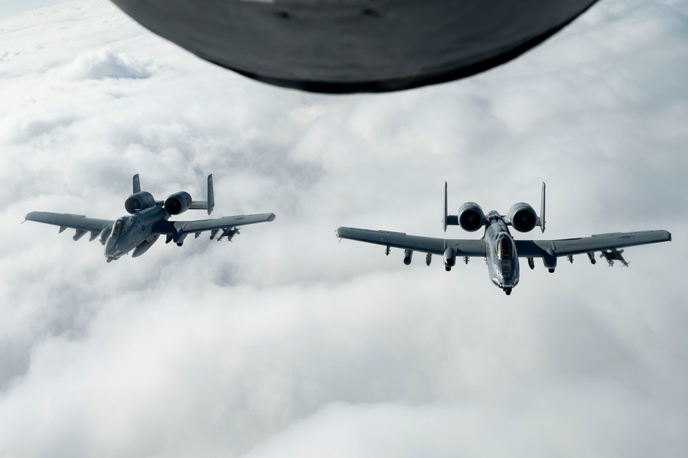 Fighters refueled over the clouds