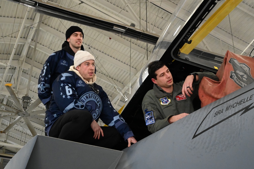 Springfield Thunderbirds Hockey Team Tours Barnes Air National Guard Base Before Military Appreciation Night