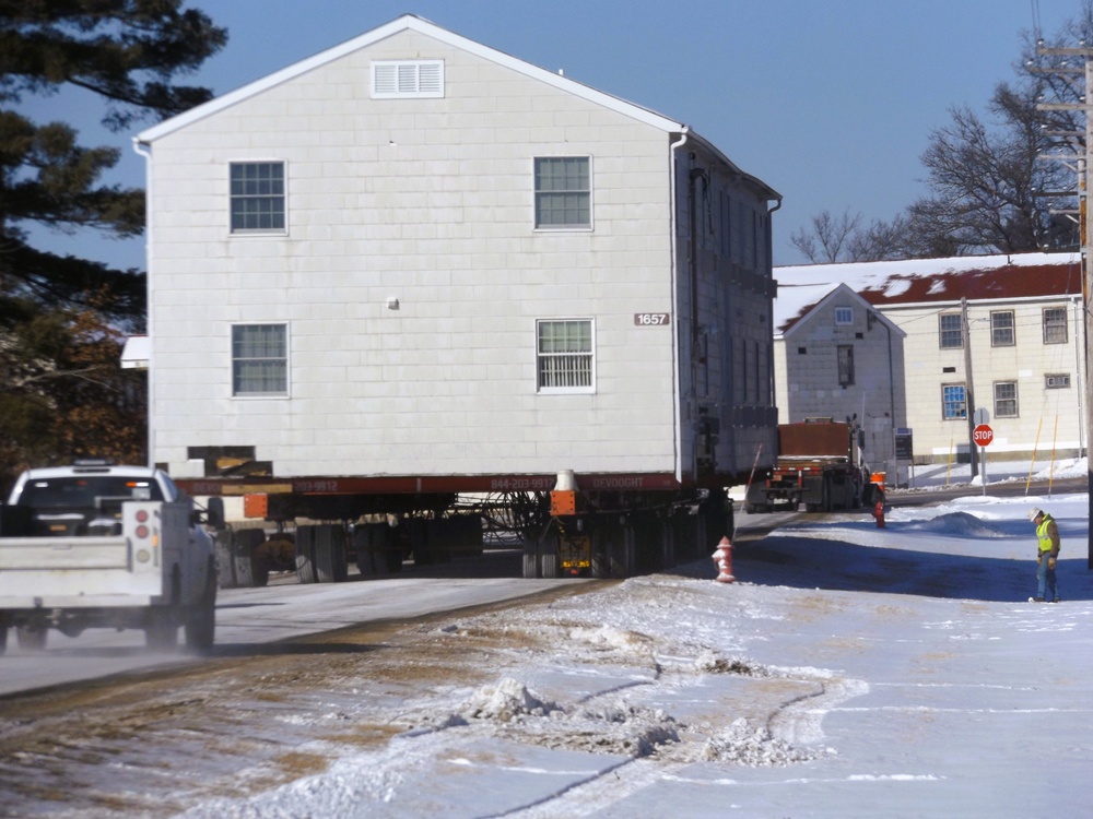 Contractors move second of five World War II-era barracks in 2025 at Fort McCoy