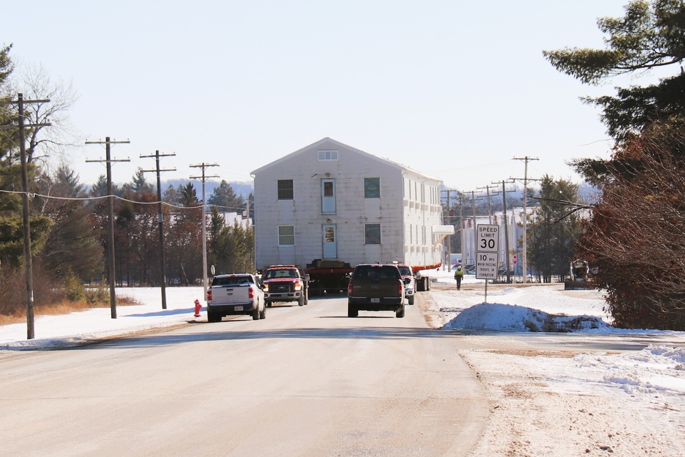 Contractors move second of five World War II-era barracks in 2025 at Fort McCoy