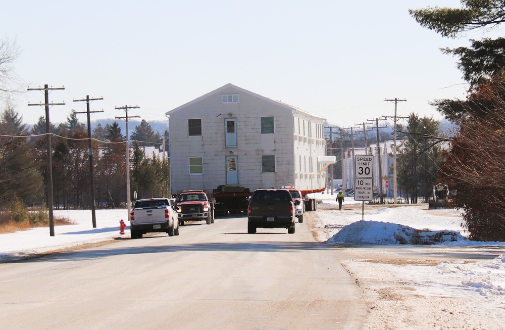 Contractors move second of five World War II-era barracks in 2025 at Fort McCoy