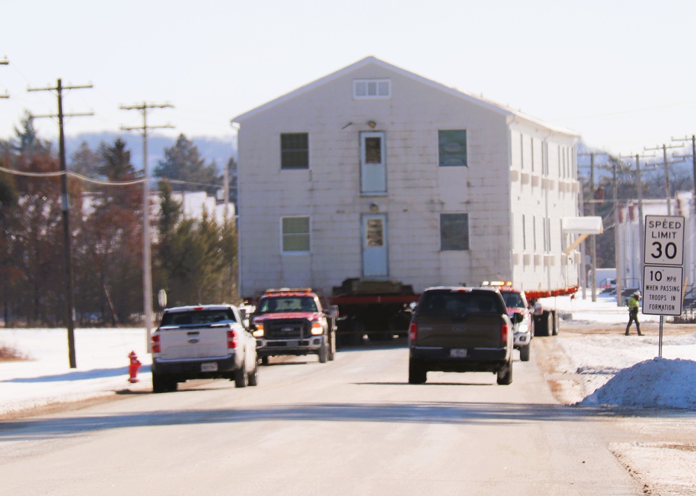 Contractors move second of five World War II-era barracks in 2025 at Fort McCoy