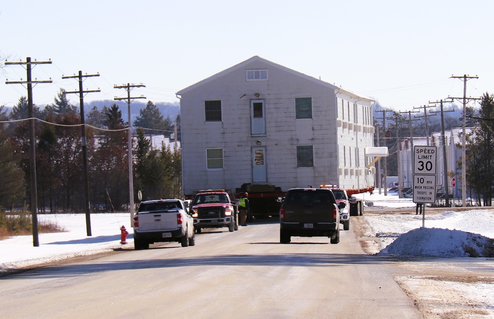 Contractors move second of five World War II-era barracks in 2025 at Fort McCoy