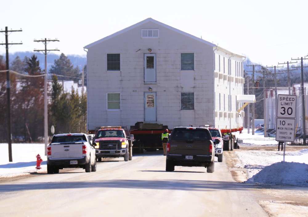 Contractors move second of five World War II-era barracks in 2025 at Fort McCoy