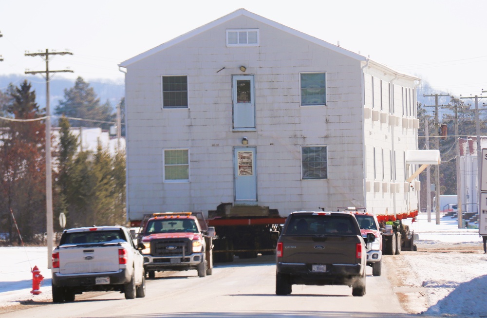 Contractors move second of five World War II-era barracks in 2025 at Fort McCoy