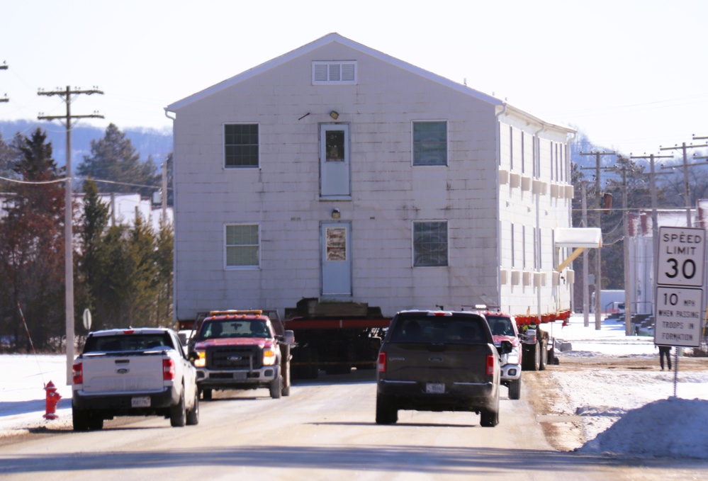 Contractors move second of five World War II-era barracks in 2025 at Fort McCoy