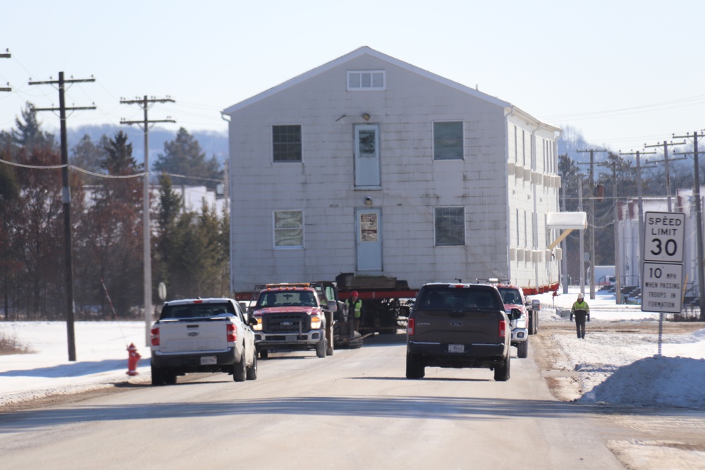 Contractors move second of five World War II-era barracks in 2025 at Fort McCoy