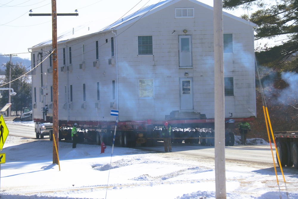 Contractors move second of five World War II-era barracks in 2025 at Fort McCoy