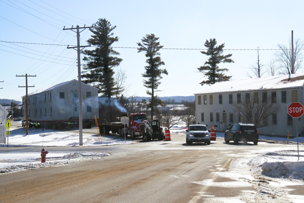 Contractors move second of five World War II-era barracks in 2025 at Fort McCoy