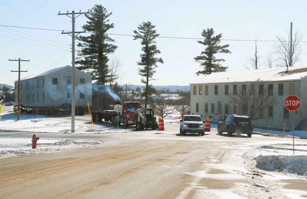 Contractors move second of five World War II-era barracks in 2025 at Fort McCoy