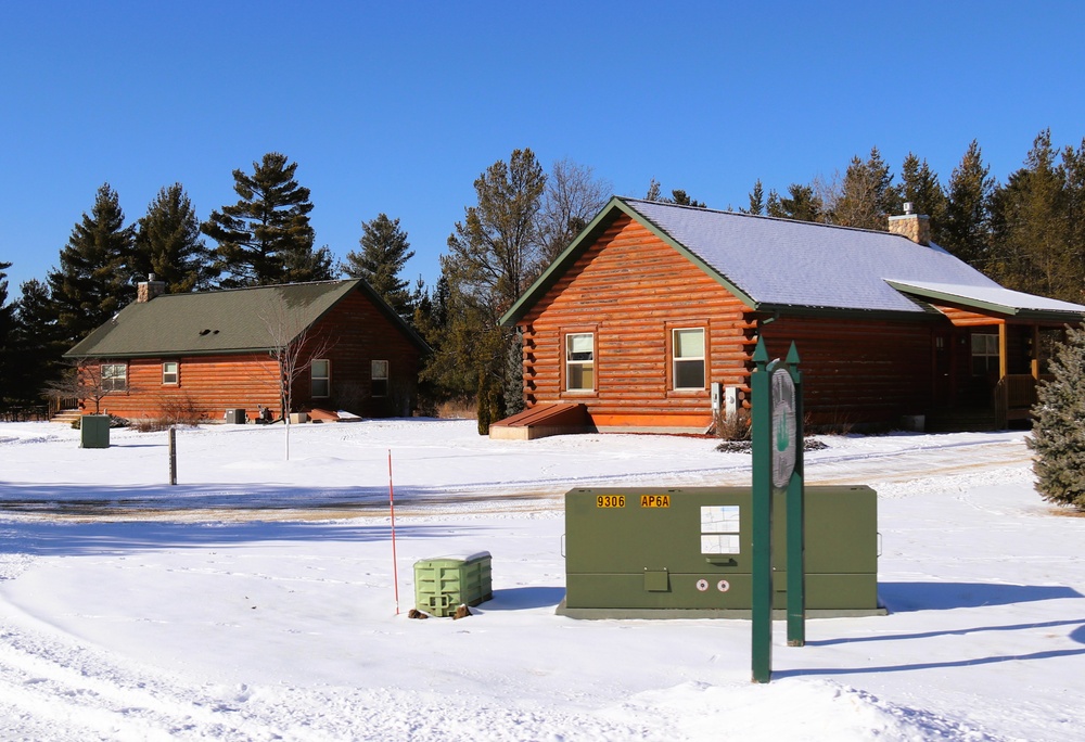 Cabins are available to rent year-round at Fort McCoy’s Pine View Campground; winter offers a unique experience