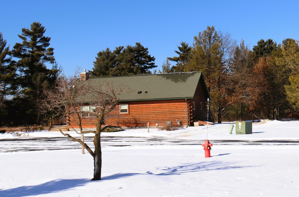 Cabins are available to rent year-round at Fort McCoy’s Pine View Campground; winter offers a unique experience