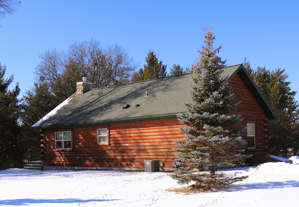 Cabins are available to rent year-round at Fort McCoy’s Pine View Campground; winter offers a unique experience