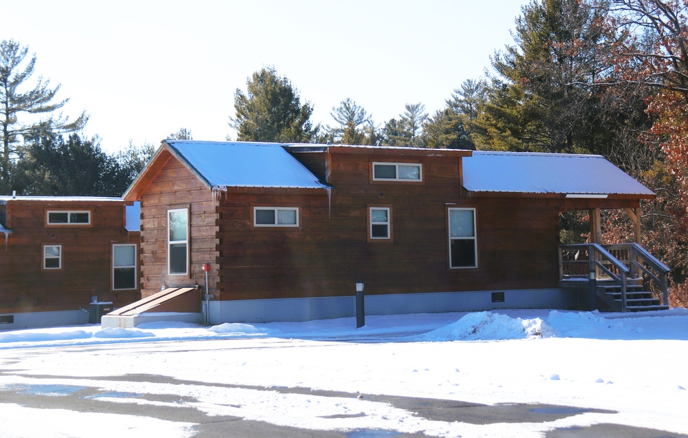 Cabins are available to rent year-round at Fort McCoy’s Pine View Campground; winter offers a unique experience