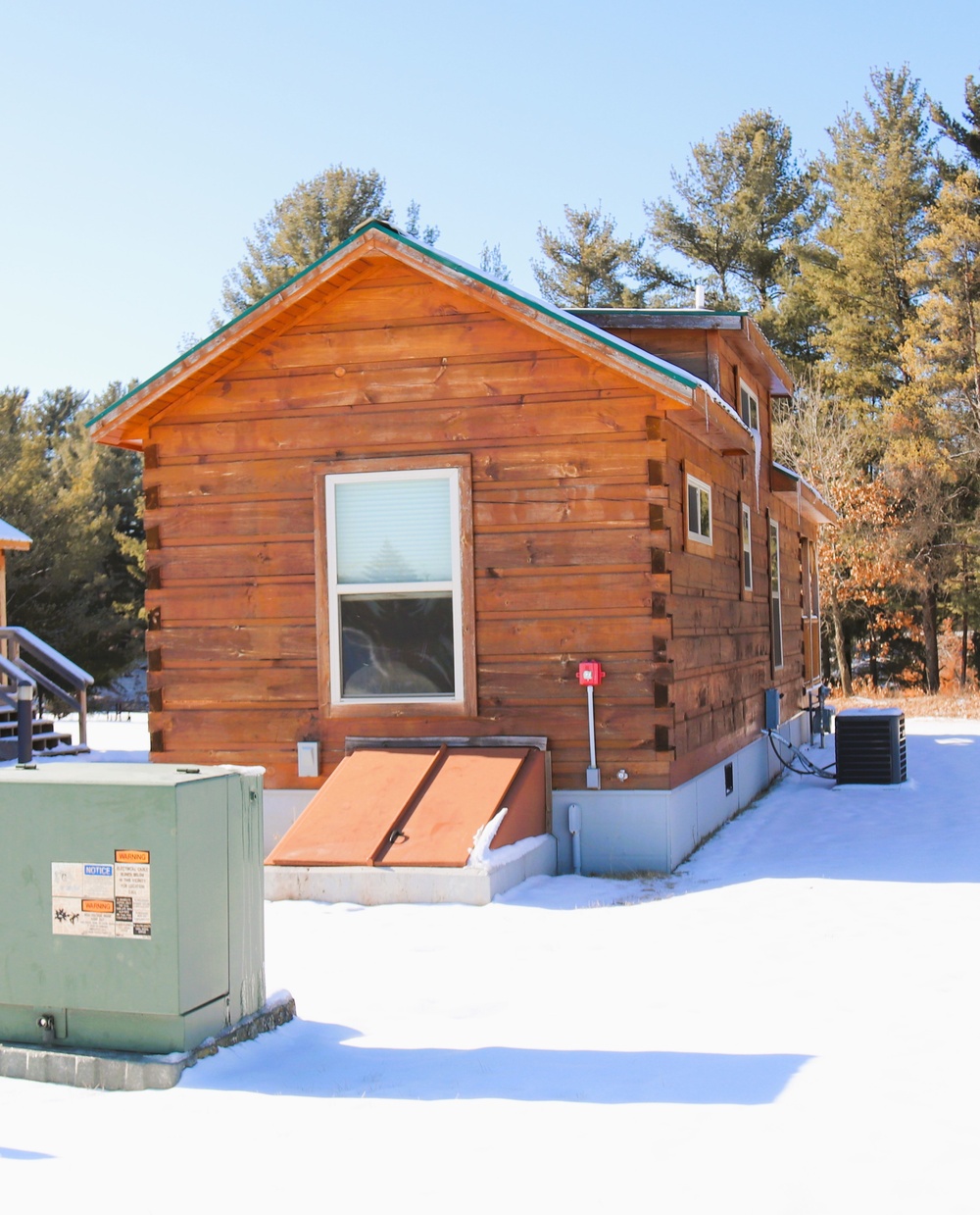 Cabins are available to rent year-round at Fort McCoy’s Pine View Campground; winter offers a unique experience