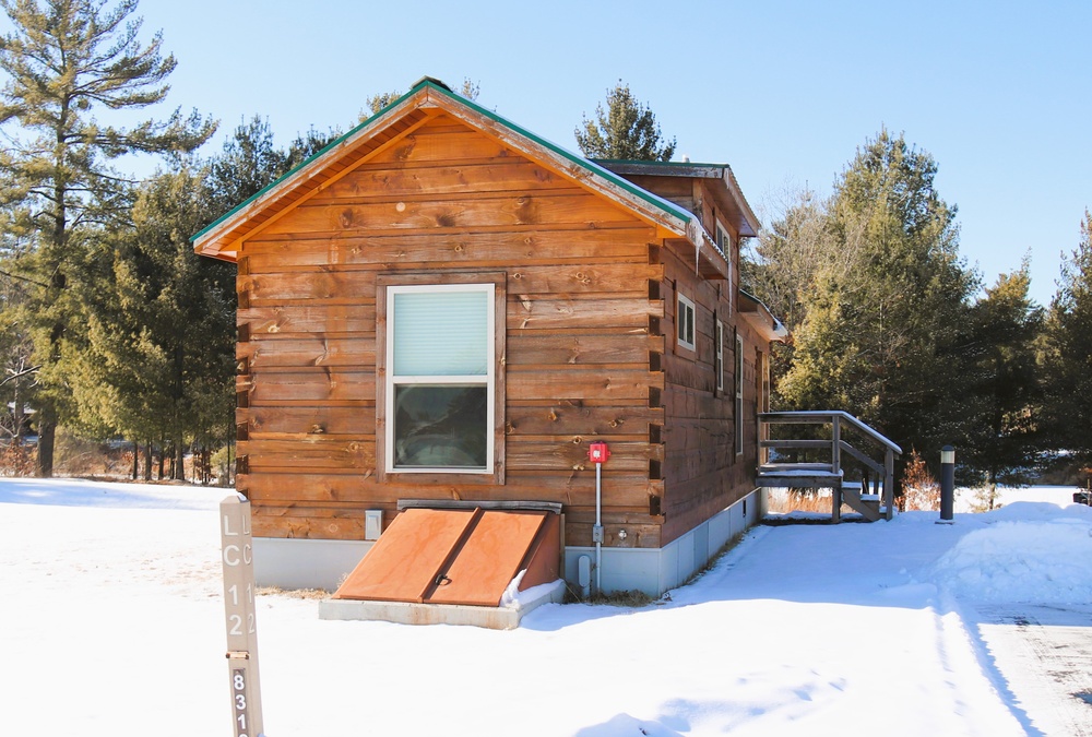 Cabins are available to rent year-round at Fort McCoy’s Pine View Campground; winter offers a unique experience