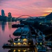 Colorful sunrise over Pittsburgh riverways