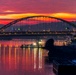 Colorful sunrise over Pittsburgh riverways