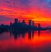 Colorful sunrise over Pittsburgh riverways