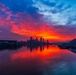 Colorful sunrise over Pittsburgh riverways