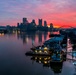 Colorful sunrise over Pittsburgh riverways