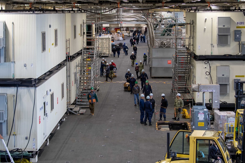 USS Ronald Reagan (CVN 76) Sailors receive fresh produce