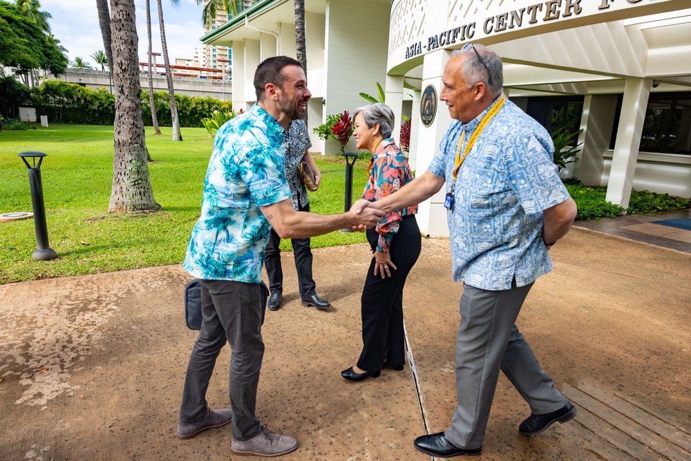 Assistant Secretary Emil Stojanovski, Department of Foreign Affairs and Trade (Australia), visits at the Daniel K. Inouye Asia-Pacific Center for Security Studies