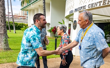 Assistant Secretary Emil Stojanovski, Department of Foreign Affairs and Trade (Australia), visits at the Daniel K. Inouye Asia-Pacific Center for Security Studies