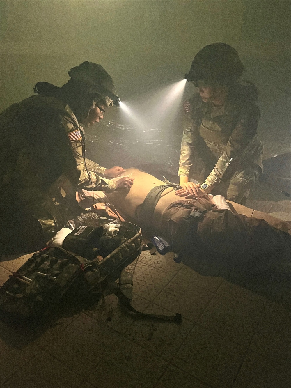 U.S. Army combat medics conduct combat casualty care training