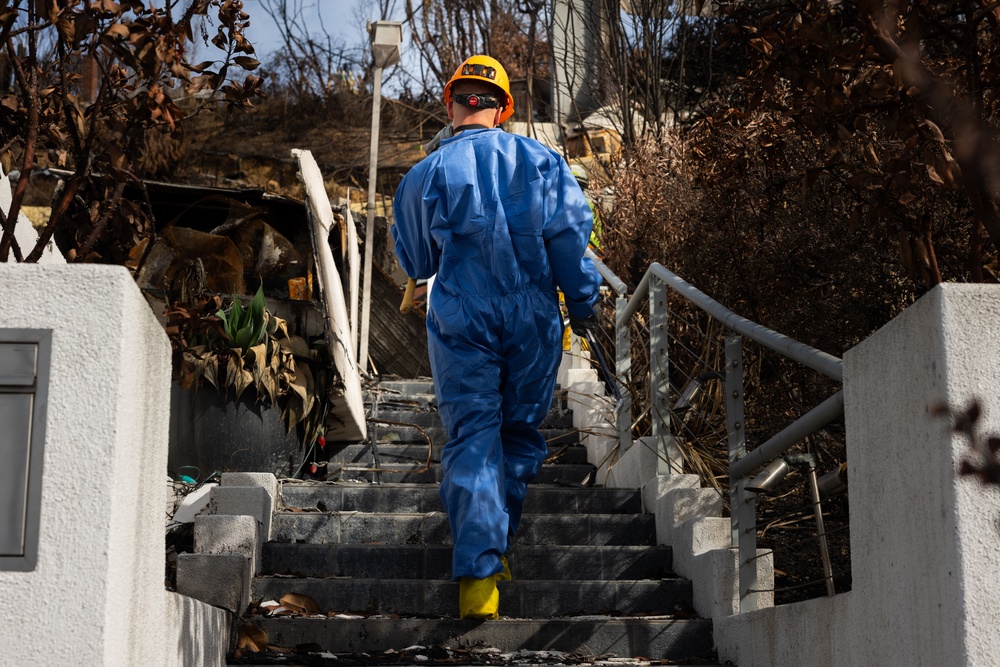 U.S. Marines arrive at Los Angeles wildfires for recovery efforts