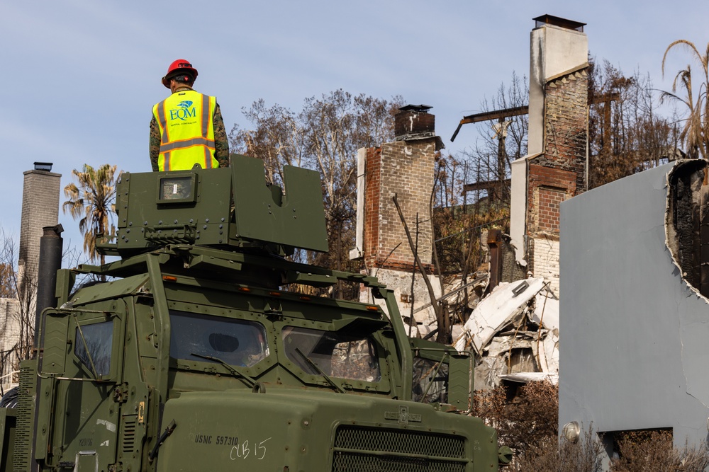 U.S. Marines arrive at Los Angeles wildfires for recovery efforts