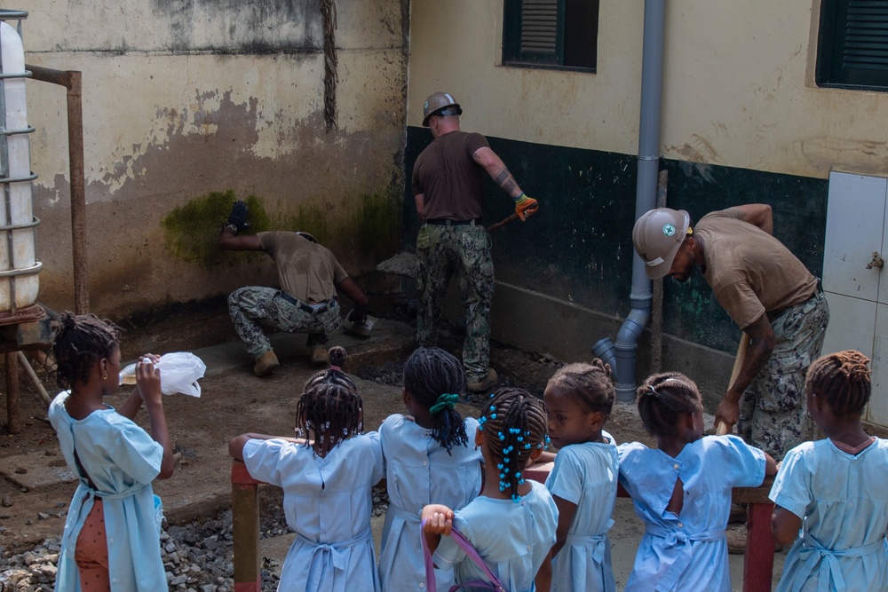 NMCB 1 Seabees São Tomé schoolhouse repair