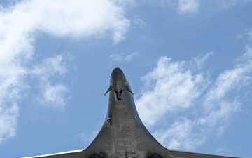 Ellsworth Air Force Base B-1B Lancers take off for a mission during BTF 25-1 at Andersen Air Force Base, Guam