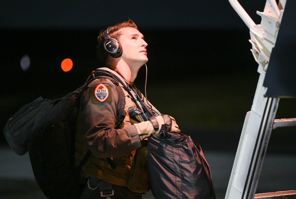 Ellsworth Air Force Base B-1B Lancers take off to Misawa Air Base, Japan, to conduct hot pit refuel operations during BTF 25-1