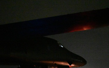 34th Expeditionary Bomb Squadron B-1B Lancers return to Andersen AFB after completing hot pit refueling mission in support of BTF 25-1