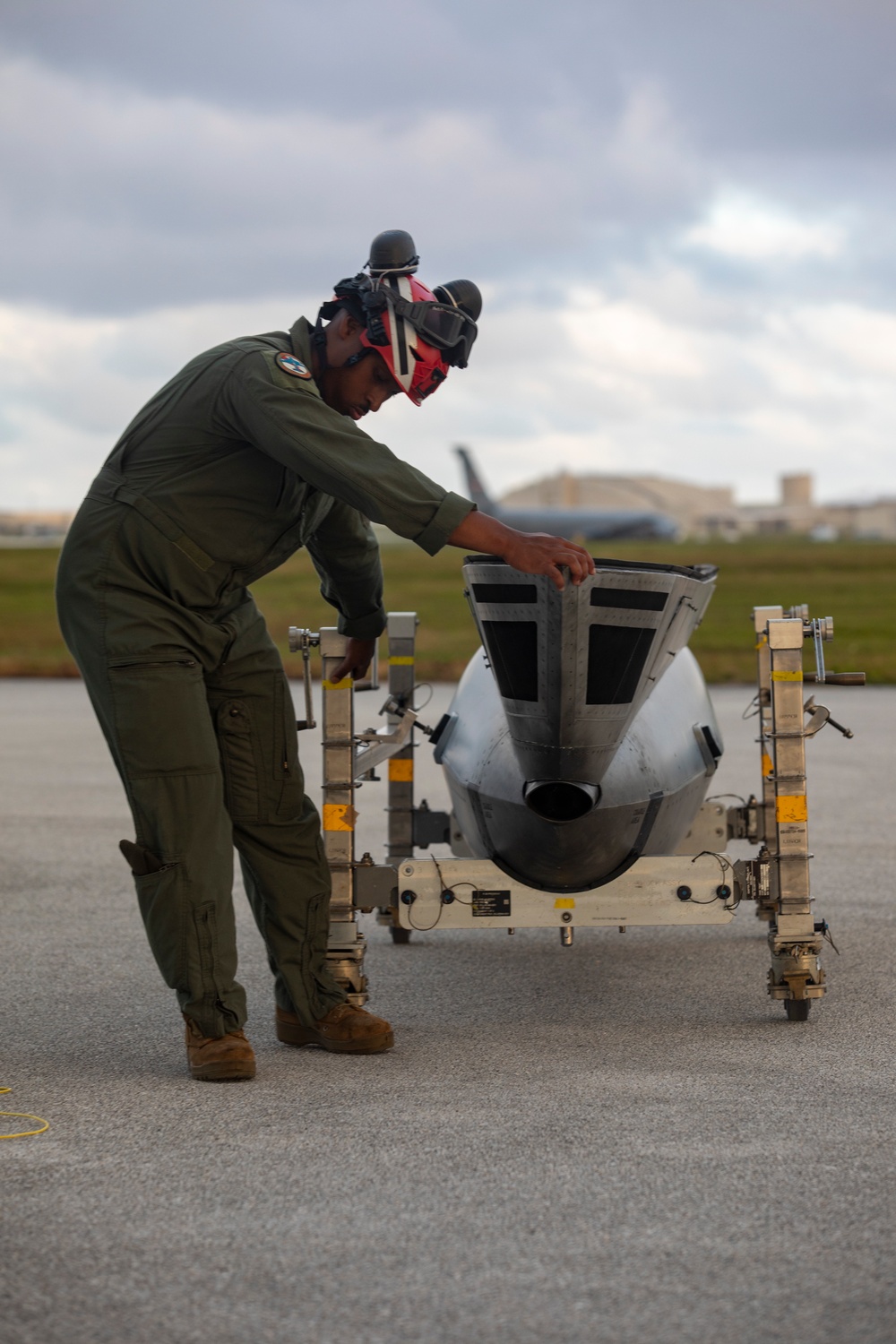 U.S. Marines load F-35B weaponry during Cope North 25