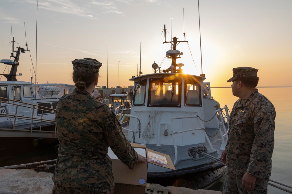 Marines with MWSS-272 prepare to leave port in the Bahamas