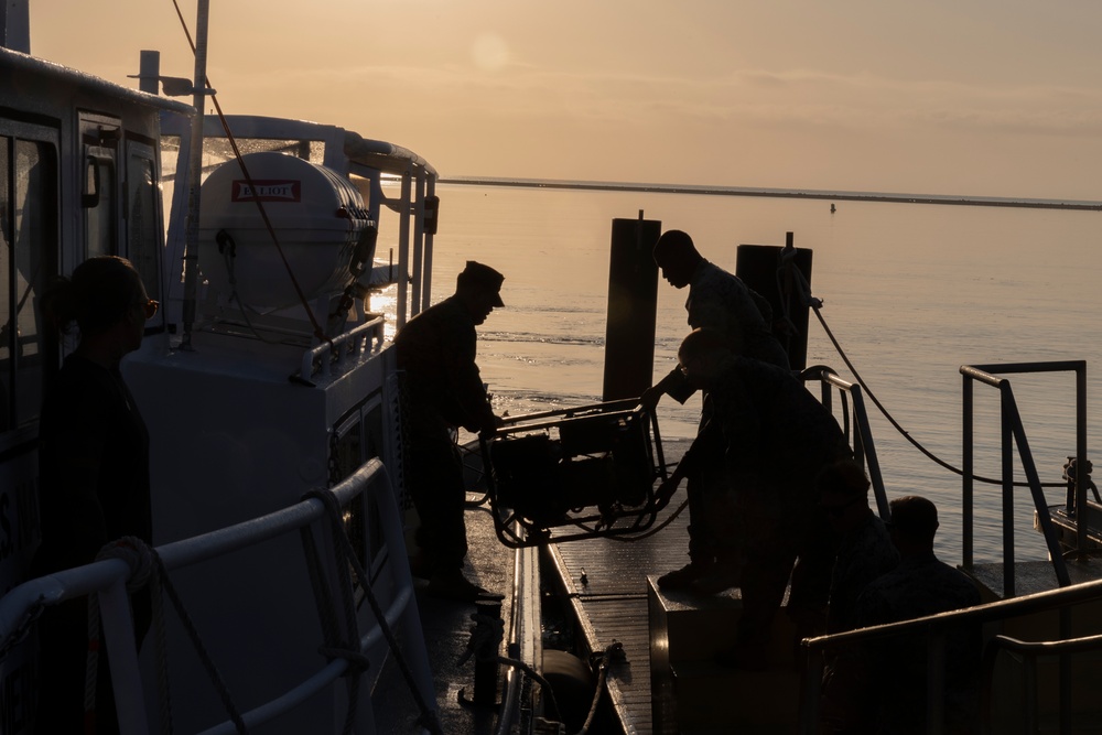 Marines with MWSS-272 prepare to leave port in the Bahamas