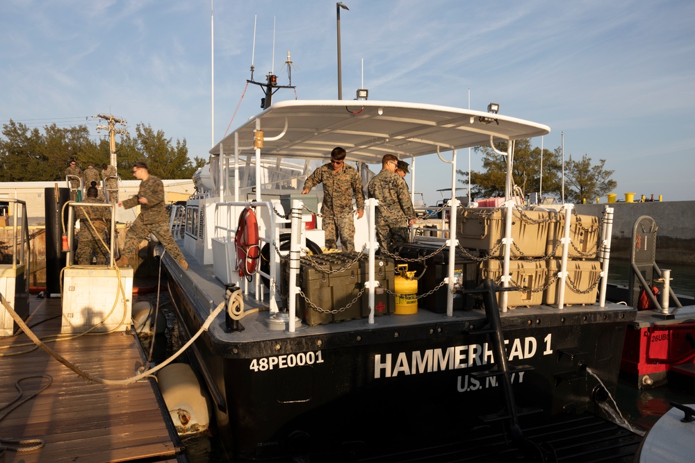 Marines with MWSS-272 prepare to leave port in the Bahamas