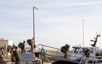 Marines with MWSS-272 prepare to leave port in the Bahamas