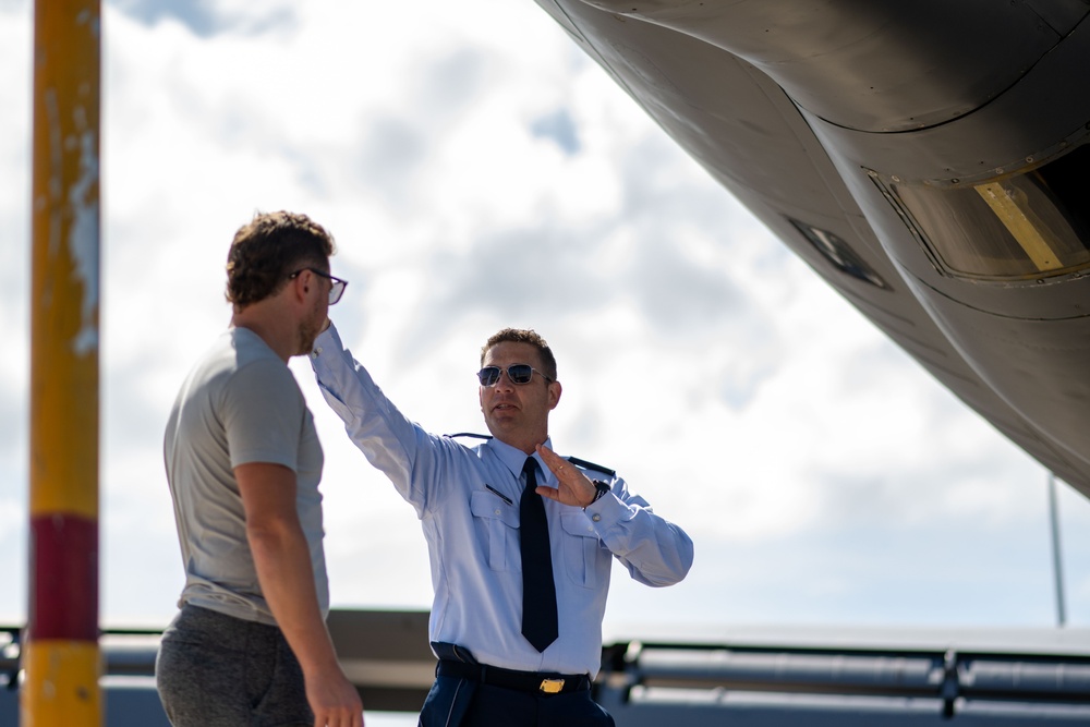 Tampa Bay Lightning player Cam Atkinson tours MacDill AFB