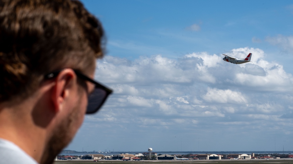 Tampa Bay Lightning player Cam Atkinson tours MacDill AFB