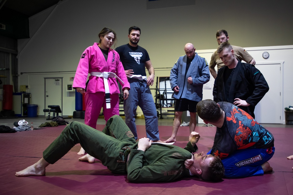 U.S. Soldier teaches BJJ on Camp Bondsteel