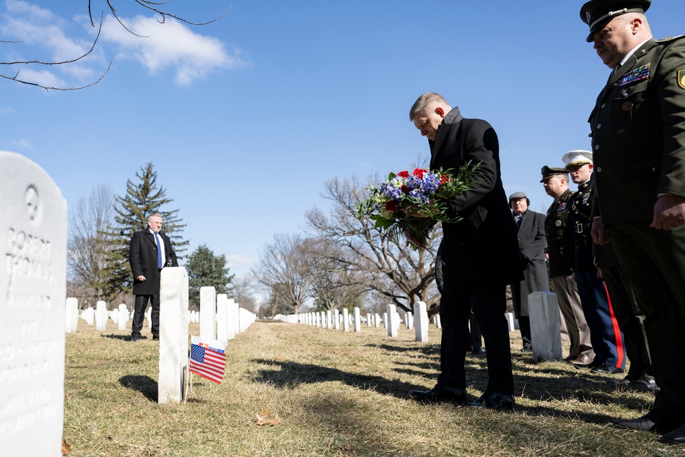 Slovakia’s Prime Minister Robert Fico Visits the Gravesite of Iwo Jima Flag Raiser U.S. Marine Corps Sgt. Michael Strank in Section 12