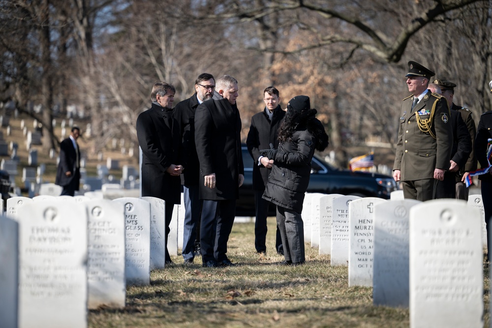 Slovakia’s Prime Minister Robert Fico Visits the Gravesite of Iwo Jima Flag Raiser U.S. Marine Corps Sgt. Michael Strank in Section 12