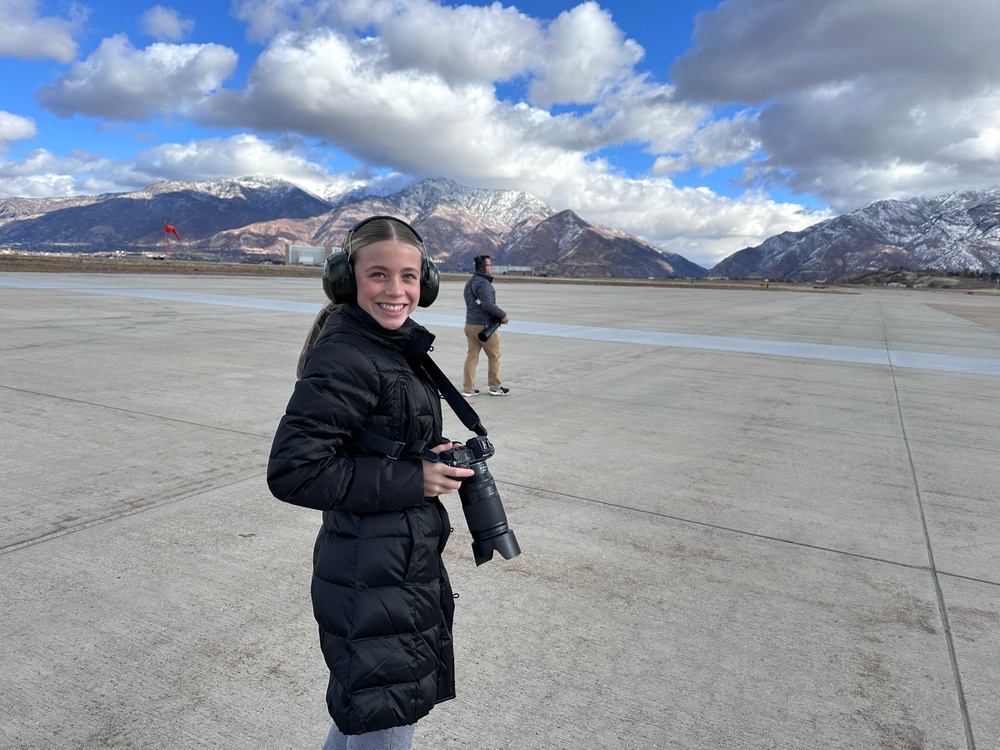 8th grade aspiring broadcast journalist visit the 419th Fighter Wing