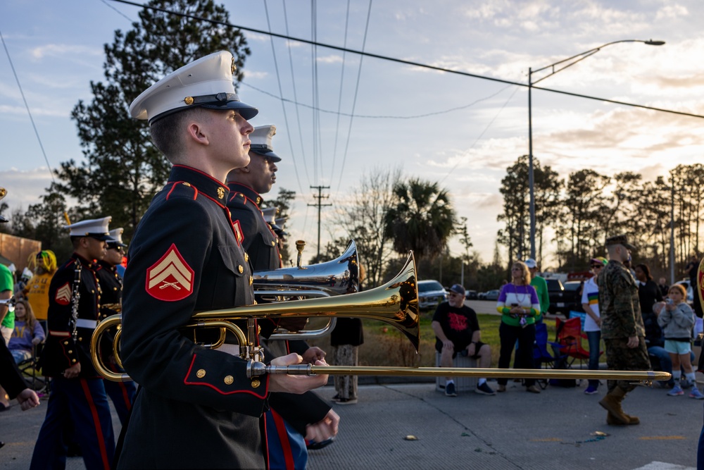Marine Forces Reserve Band leads the Krewe of Poseidon Parade