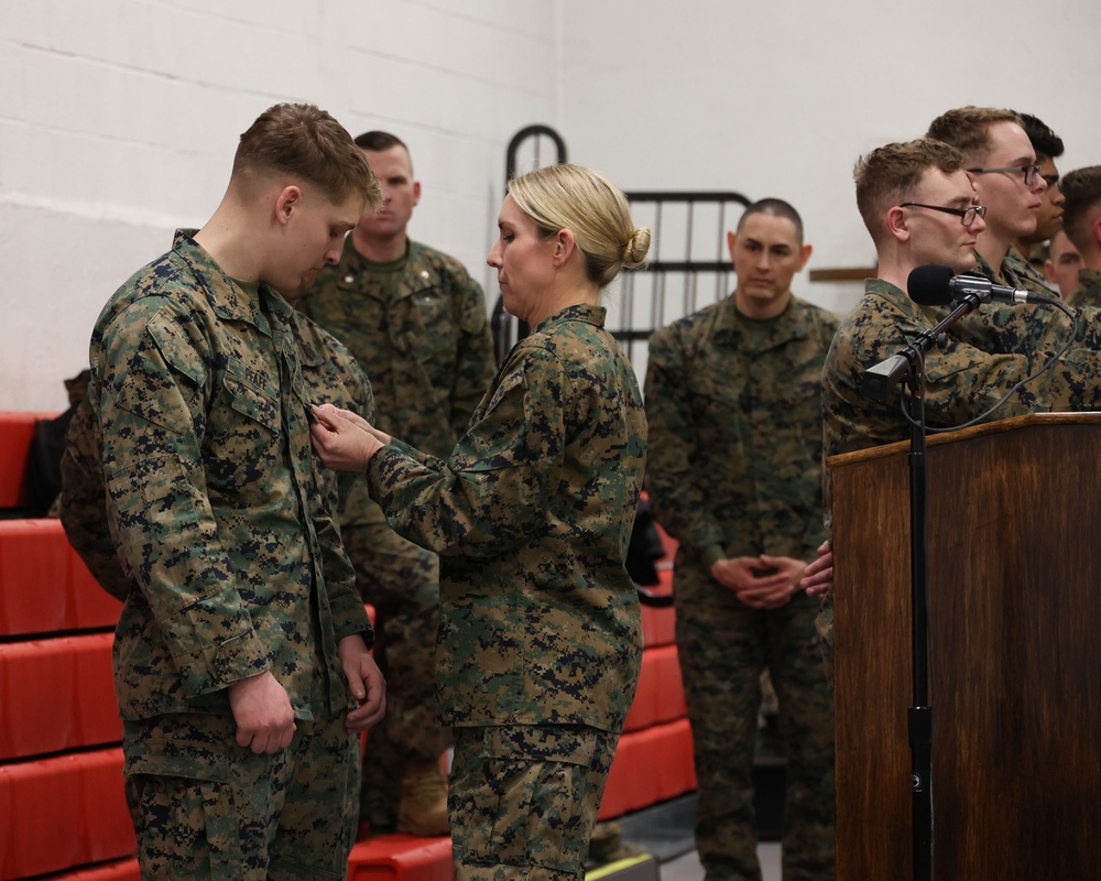 Bravo Company Marine receives Navy and Marine Corps Achievement Medal at MBW