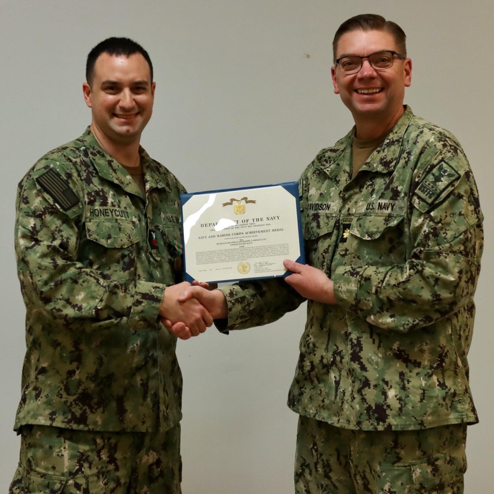 Musician First Class Daniel Honeycutt Receives the Navy and Marine Corps Achievement Medal